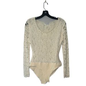 Lovely! Patricia Jones USA Lace Cream Colored Bodysuit With Adjustable Closure